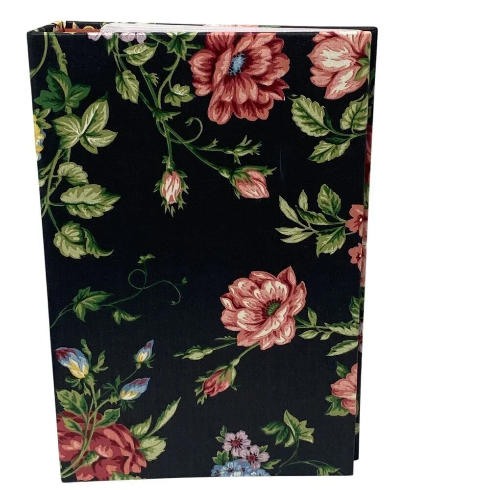 Large Photo Album Fabric Cover Black Floral F 216 photos 4x6 Refillable Binder
